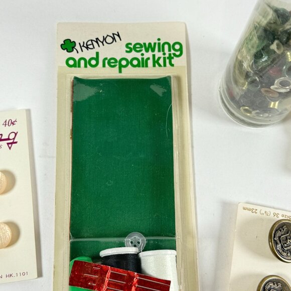 Sewing Craft Tools Lot Kenyon Repair Kit Pull E-Z Threader Buttons Vintage - Picture 4 of 11